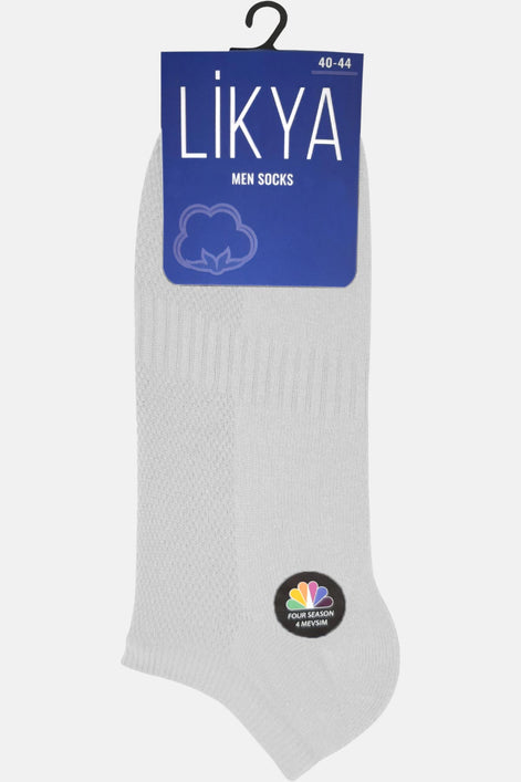 Likya Erkek Pamuklu Lastikli Patik Çorap - Düz