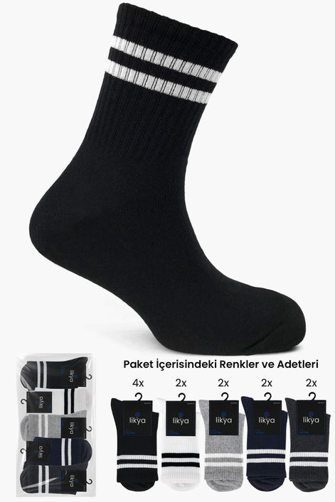 Likya Erkek Pamuklu Soket Tenis Çorabı - Çizgili