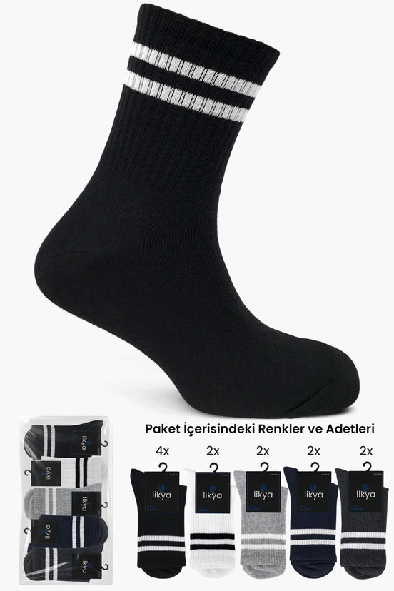 Likya Erkek Pamuklu Soket Tenis Çorabı - Çizgili