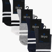 Likya Erkek Pamuklu Soket Tenis Çorabı - Çizgili