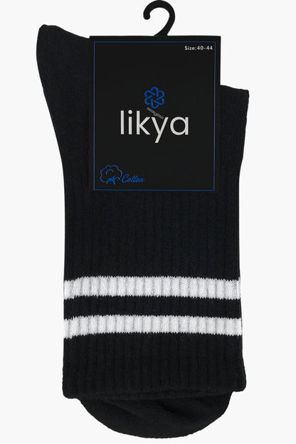 Likya Erkek Pamuklu Soket Tenis Çorabı - Çizgili