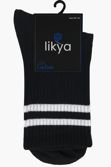 Likya Erkek Pamuklu Soket Tenis Çorabı - Çizgili
