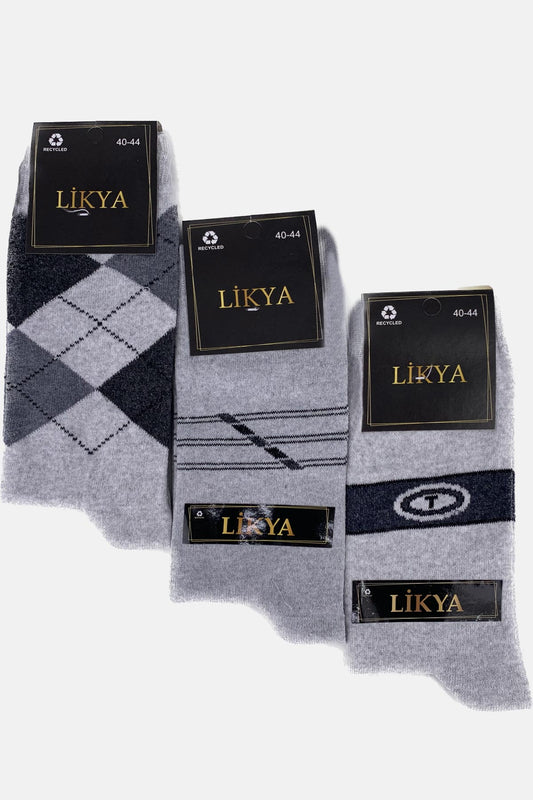 Likya Erkek Rejenere Soket Çorap - Desenli
