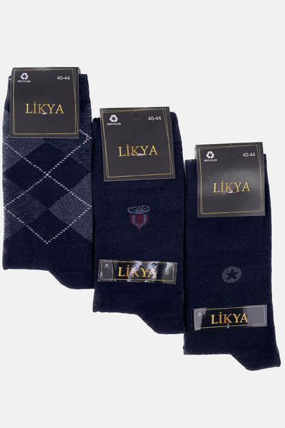 Likya Erkek Rejenere Soket Çorap - Desenli