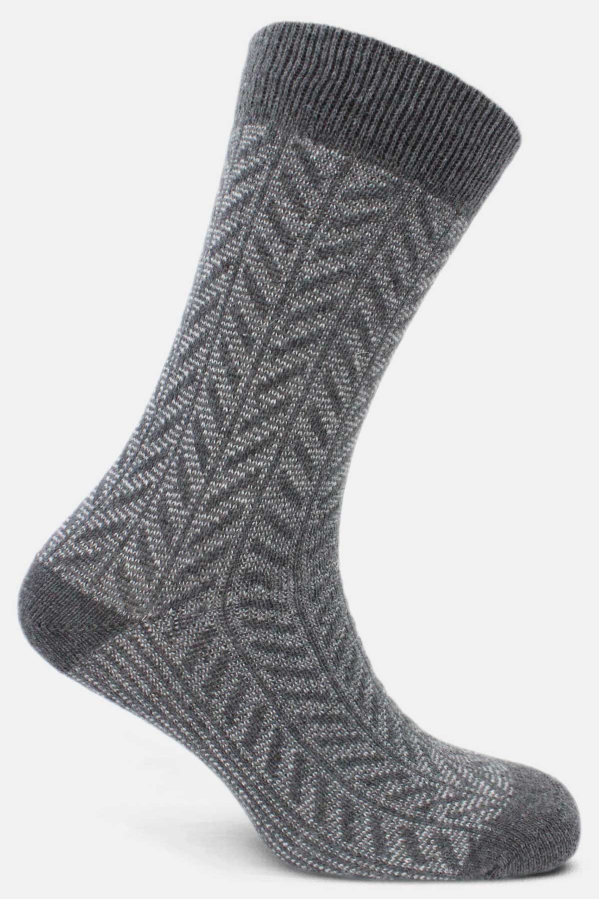 Likya Erkek Soket Çorap Desenli Lambswool Yün