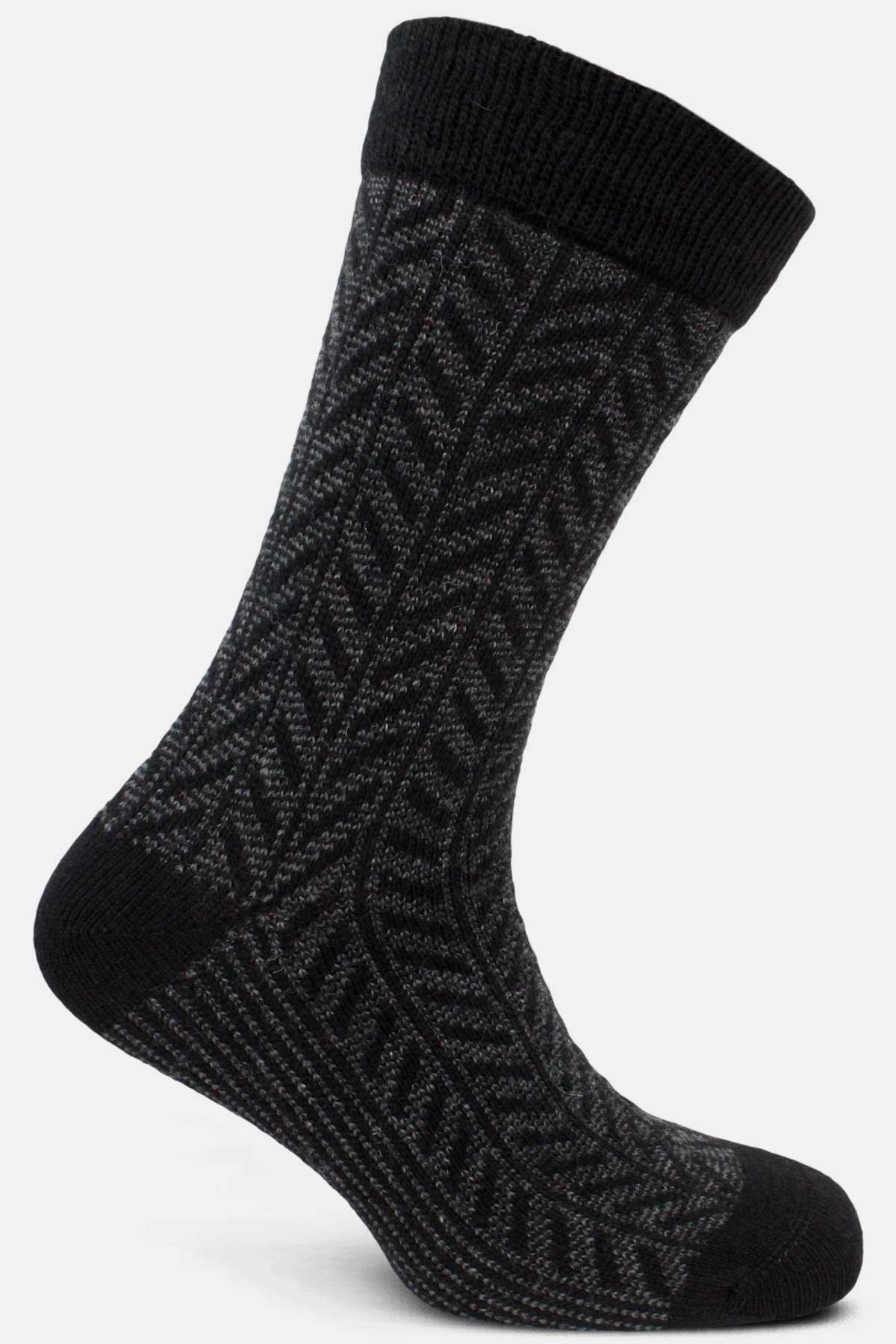 Likya Erkek Soket Çorap Desenli Lambswool Yün