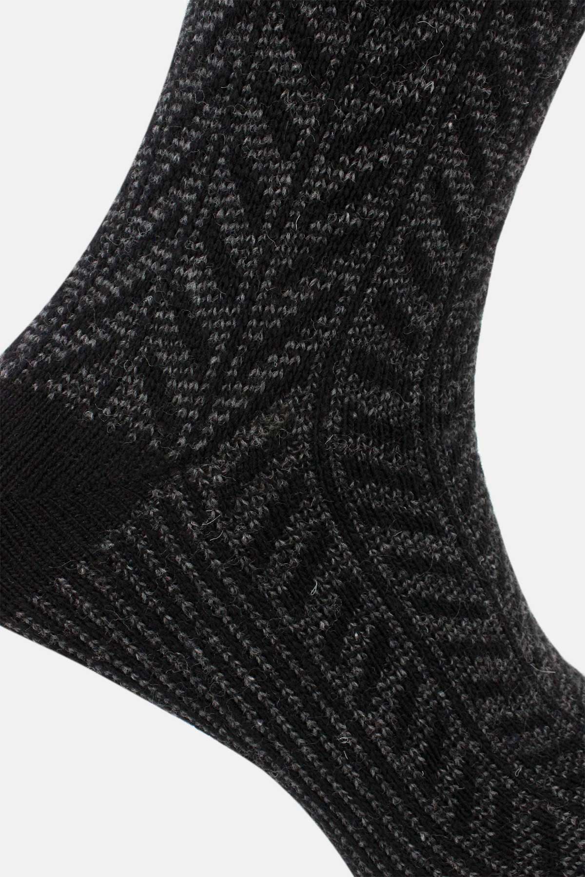 Likya Erkek Soket Çorap Desenli Lambswool Yün