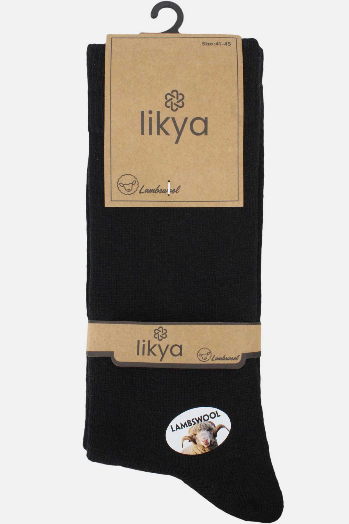 Likya Erkek Soket Çorap Düz Lambswool Yün