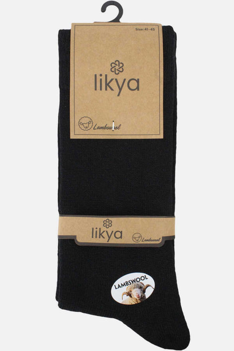 Likya Erkek Soket Çorap Düz Lambswool Yün