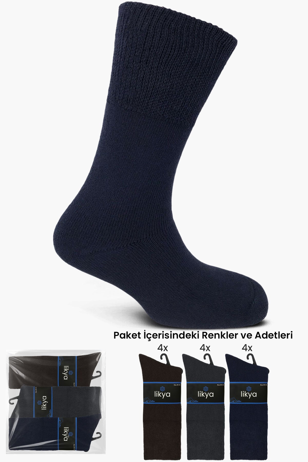 Likya Erkek Soket Çorap Havlu Pamuklu Düz Comfort
