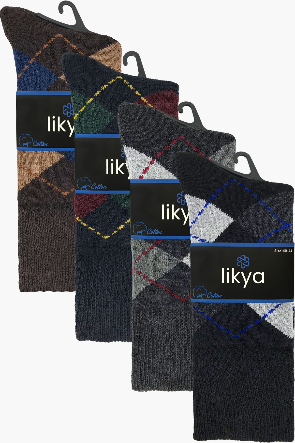 Likya Erkek Soket Çorap Havlu Pamuklu Ekose Comfort