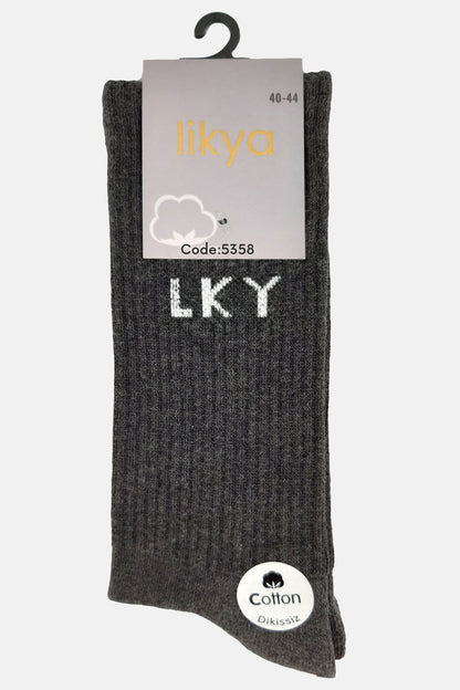Likya Erkek Soket Tenis Çorabı Tabanaltı Havlu Yazılı