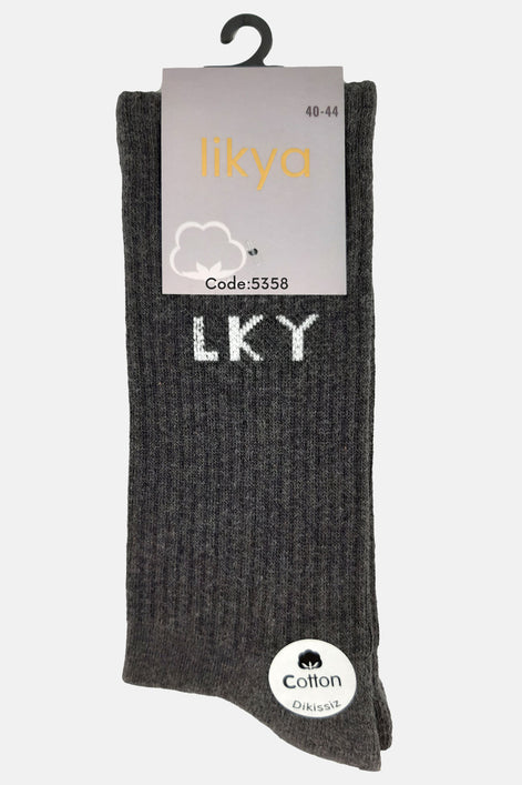 Likya Erkek Soket Tenis Çorabı Tabanaltı Havlu Yazılı