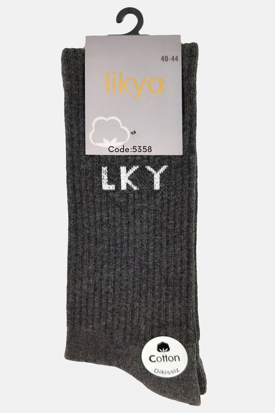 Likya Erkek Soket Tenis Çorabı Tabanaltı Havlu Yazılı