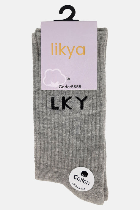Likya Erkek Soket Tenis Çorabı Tabanaltı Havlu Yazılı