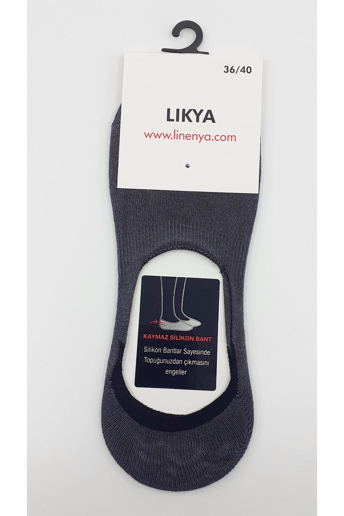 Likya Kadın Bambu Silikonlu Dikişsiz Babet Çorap - Düz