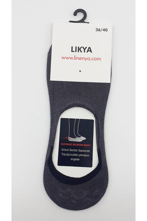 Likya Kadın Bambu Silikonlu Dikişsiz Babet Çorap - Düz