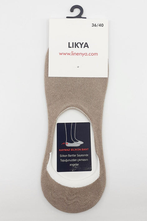 Likya Kadın Bambu Silikonlu Dikişsiz Babet Çorap - Düz