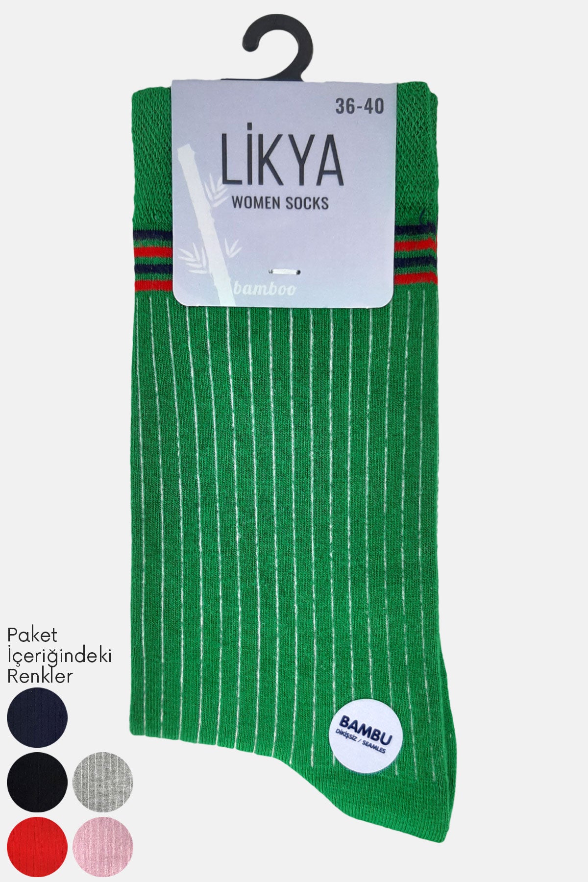 Likya Kadın Bambu Soket Çorap - Çizgili