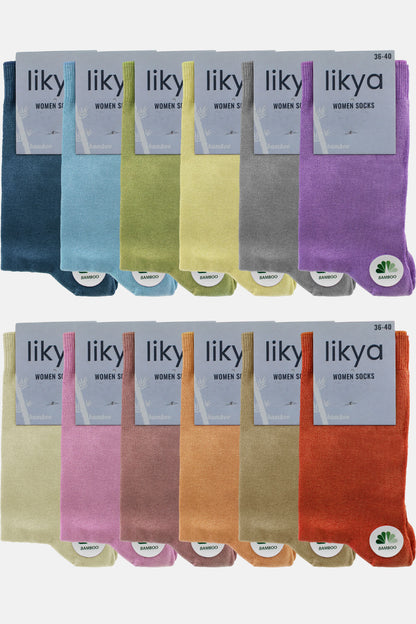 Likya Kadın Bambu Soket Çorap - Düz