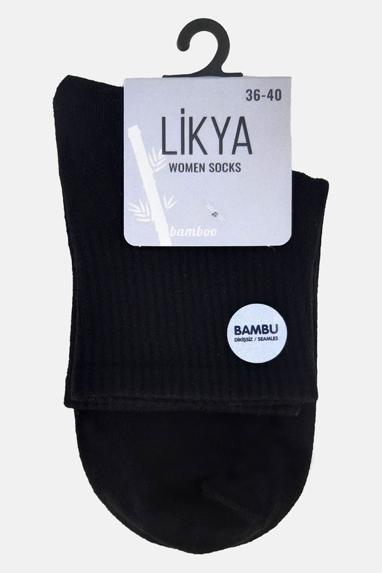 Likya Kadın Bambu Yarım Konç Çorap - Düz