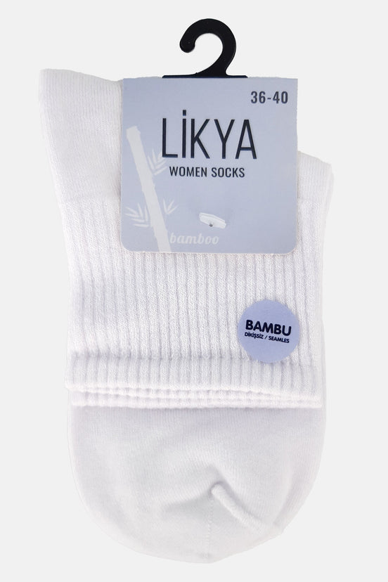 Likya Kadın Bambu Yarım Konç Çorap - Düz