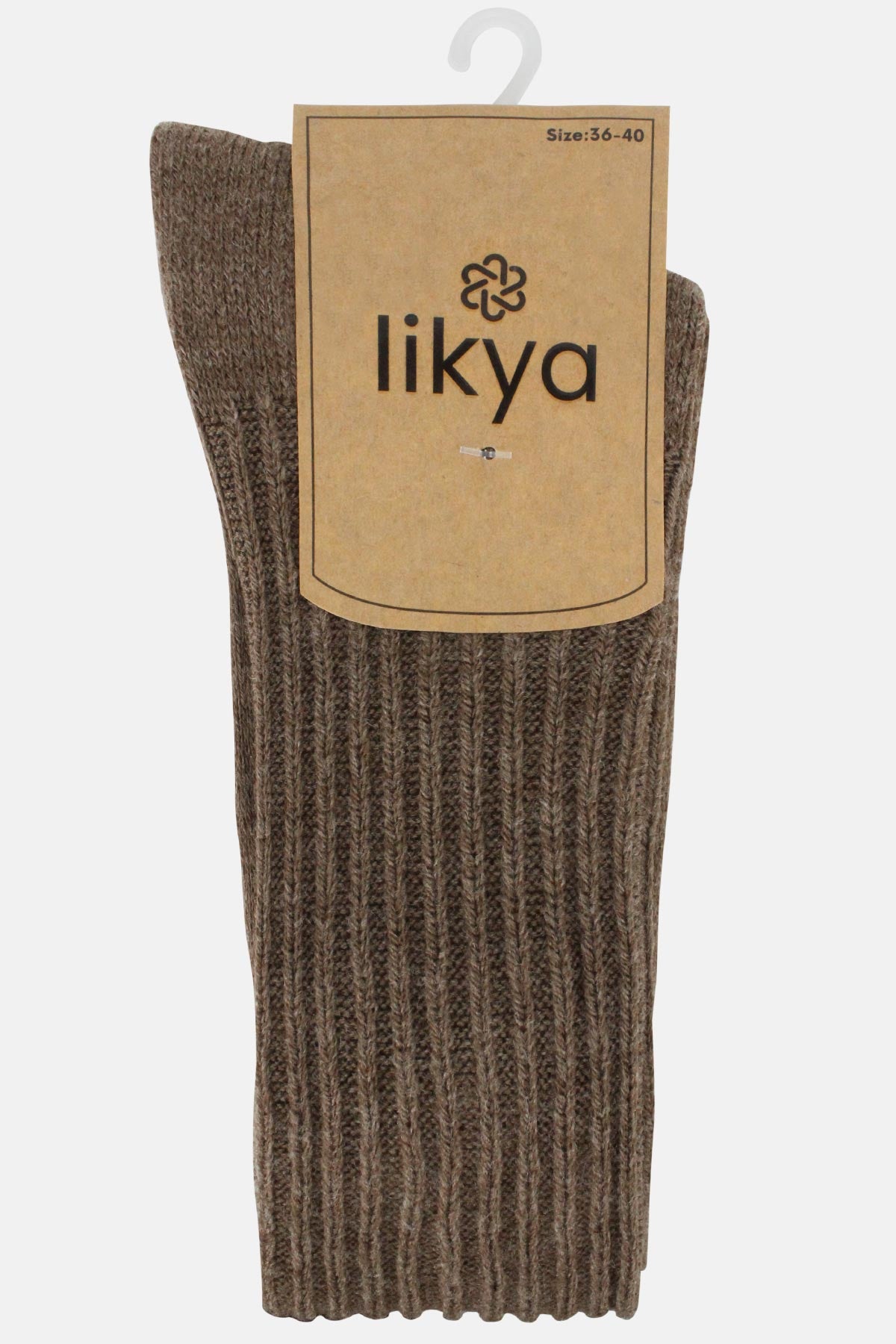 Likya Kadın Dizaltı Çorap Derbili Akrilik