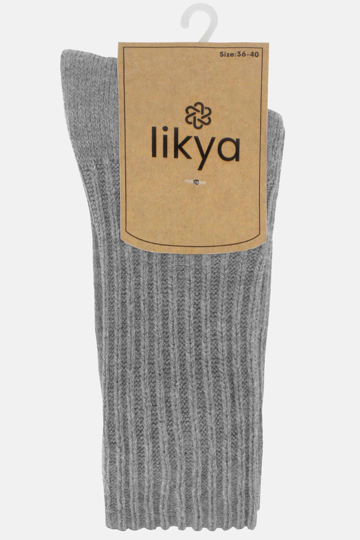 Likya Kadın Dizaltı Çorap Derbili Akrilik