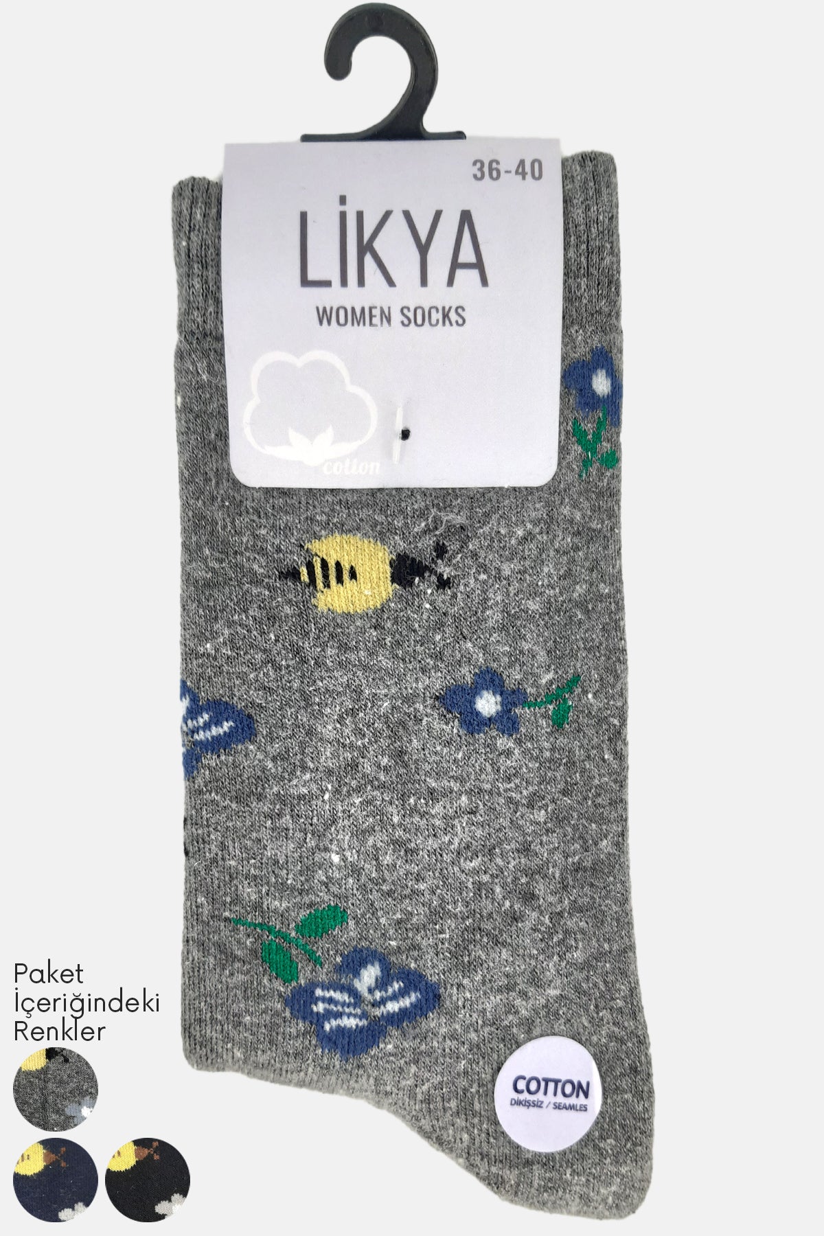 Likya Kadın Havlu Pamuklu Soket Çorap - Desenli