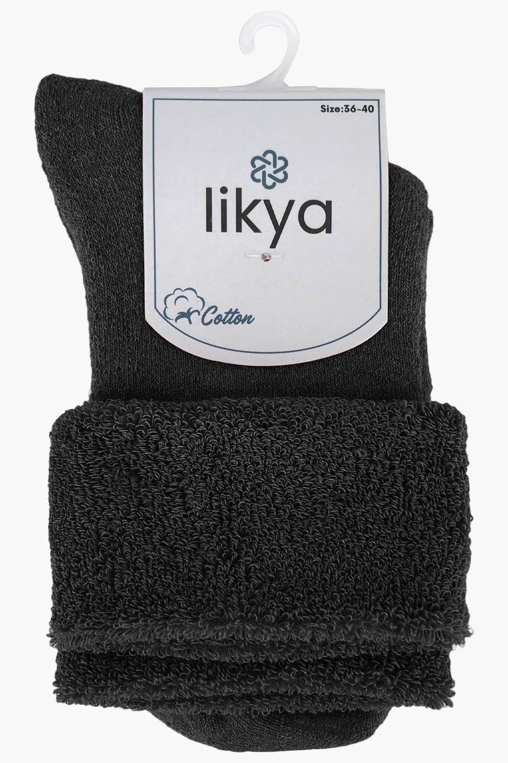 Likya Kadın Havlu Yarım Konç Çorap Düz Pamuklu Kıvrık