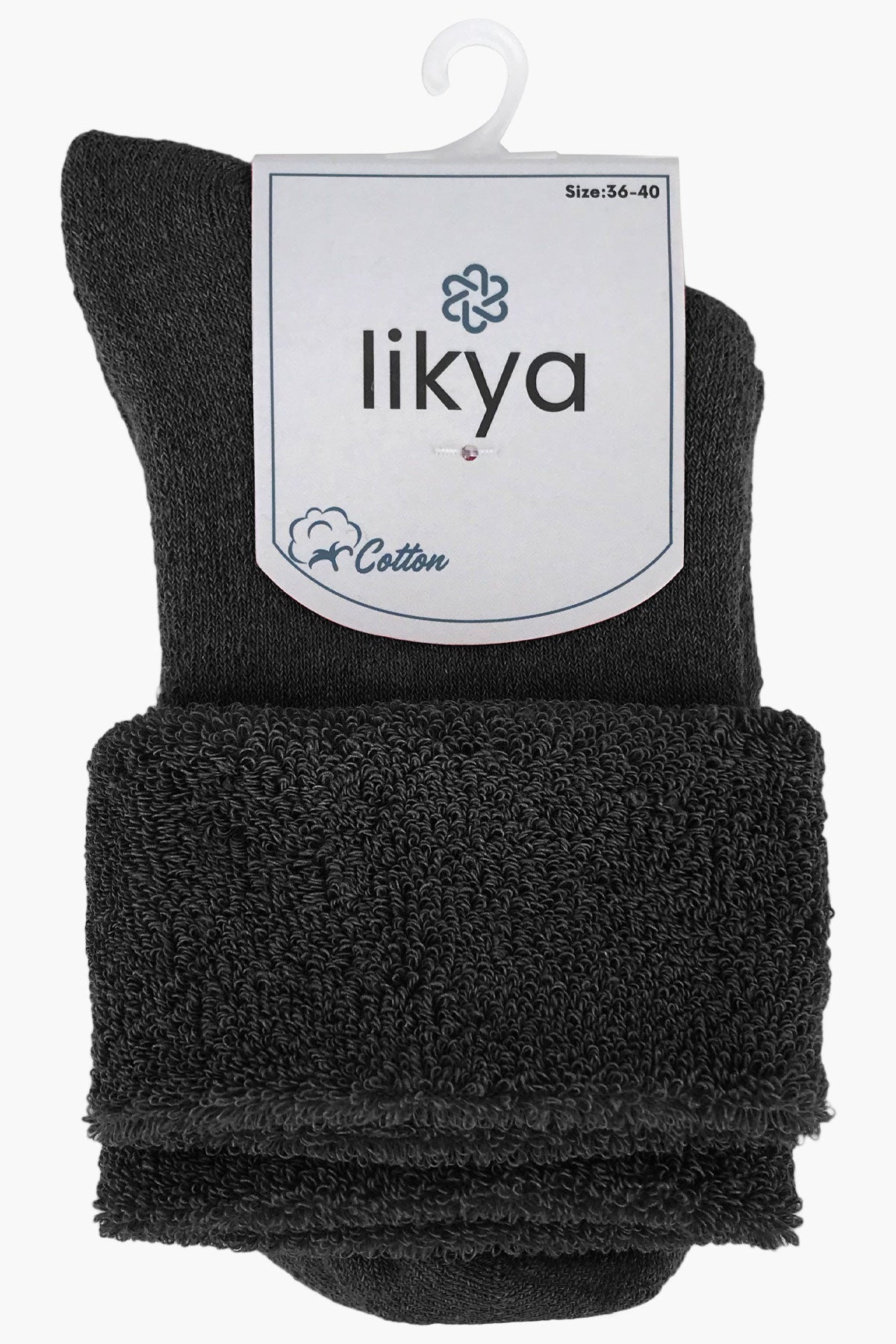Likya Kadın Havlu Yarım Konç Çorap Düz Pamuklu Kıvrık