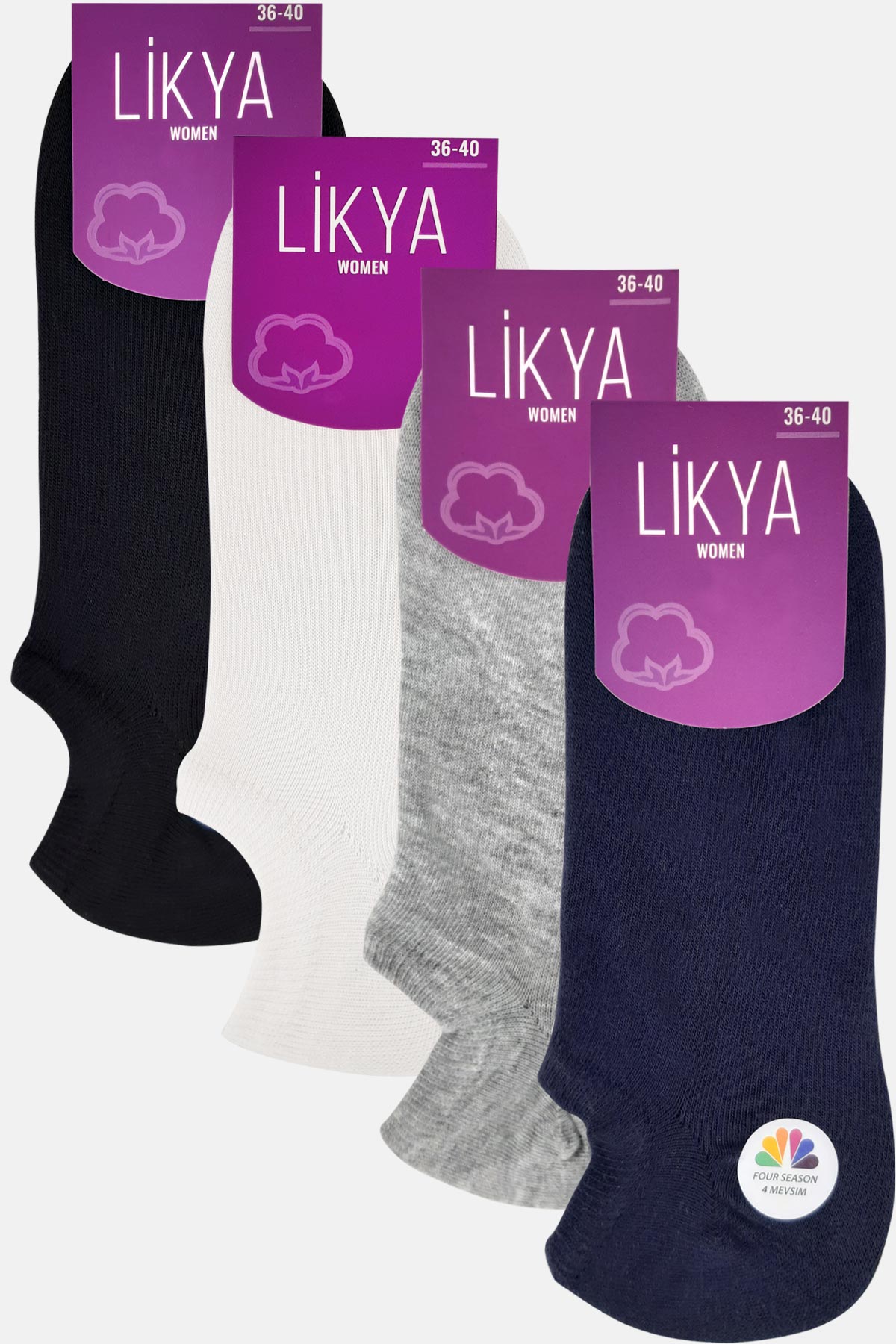Likya Kadın Pamuklu Sneaker Çorap - Düz