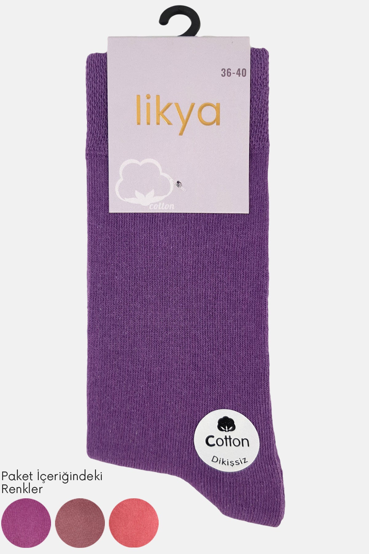 Likya Kadın Pamuklu Soket Çorap - Düz