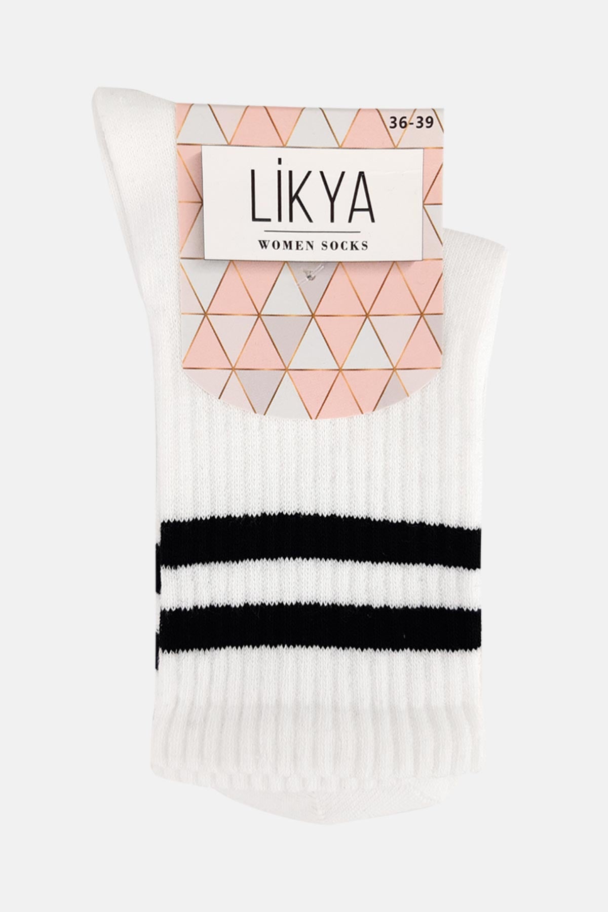 Likya Kadın Pamuklu Soket Tenis Çorabı - Çizgili