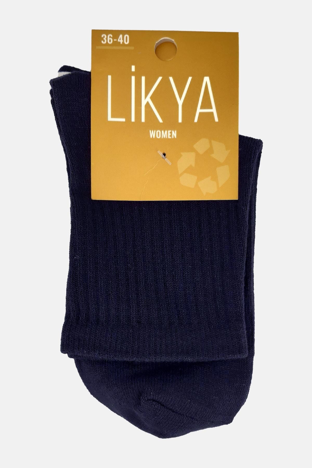Likya Kadın Pamuklu Yarım Konç Soket Çorabı 3'lü - Düz