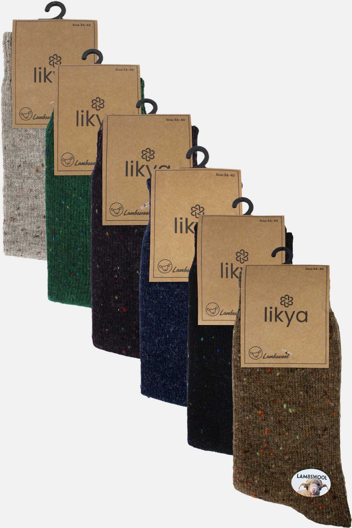 Likya Kadın Soket Çorap Desenli Lambswool Yün
