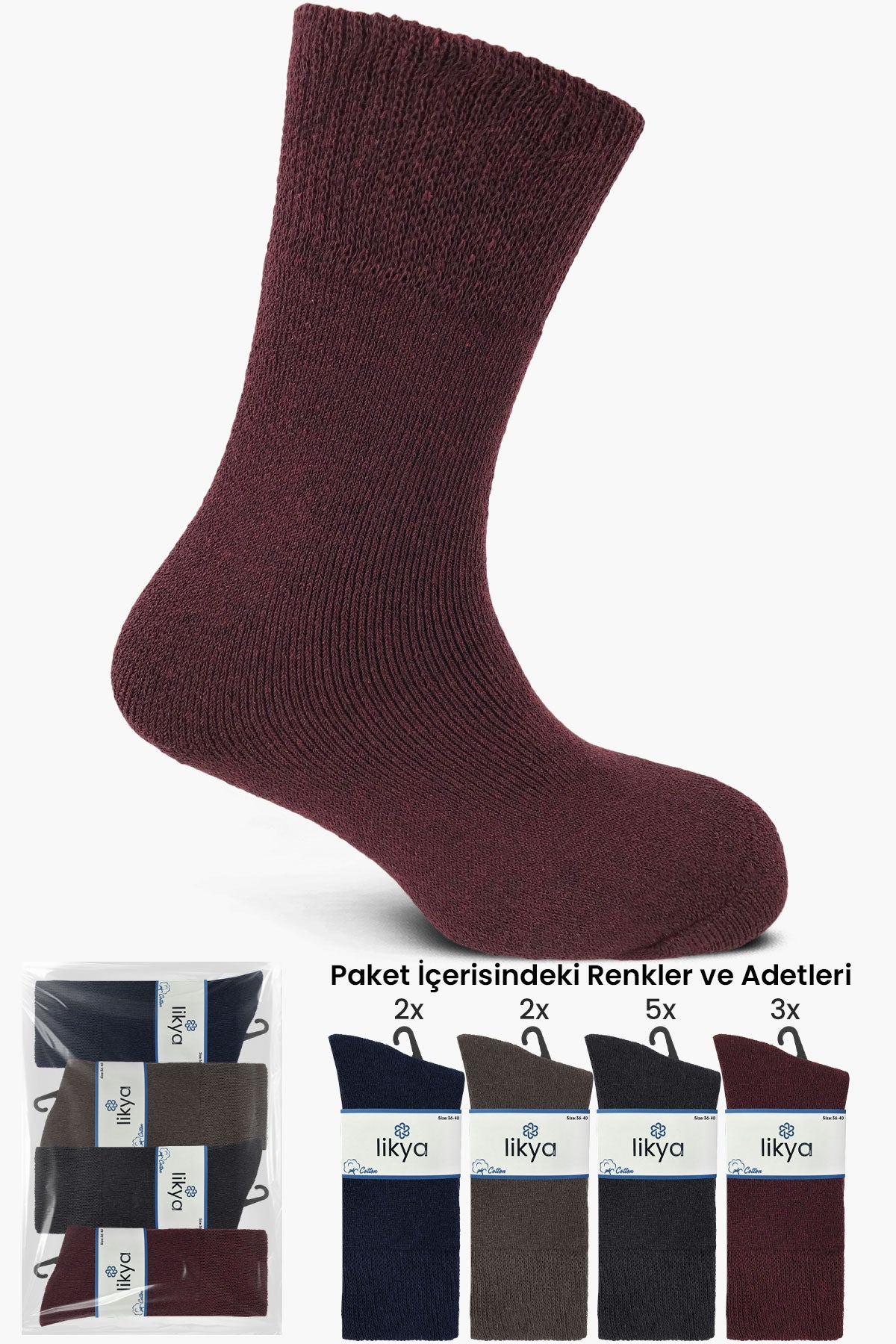 Likya Kadın Soket Çorap Havlu Düz Pamuklu Comfort