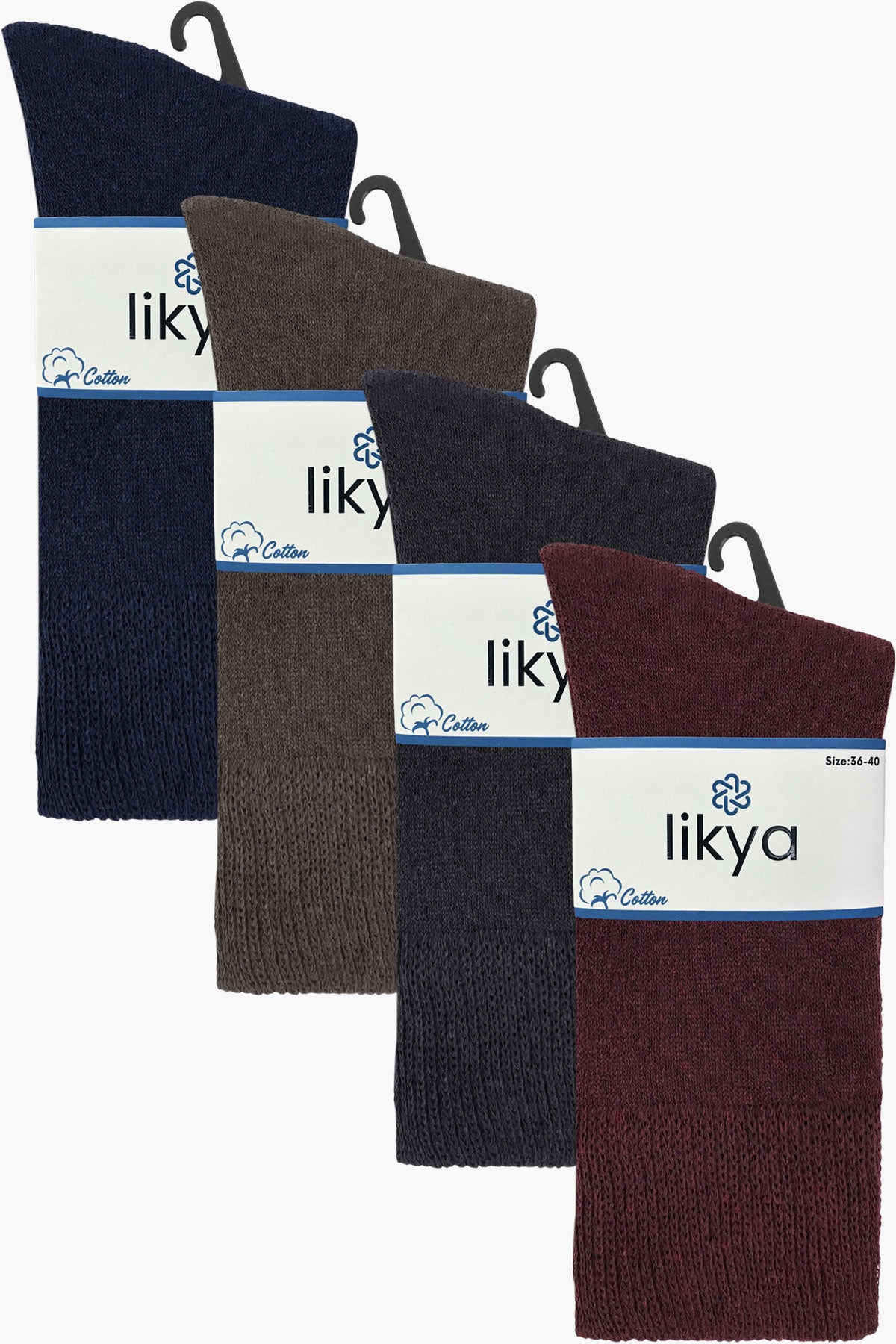 Likya Kadın Soket Çorap Havlu Düz Pamuklu Comfort