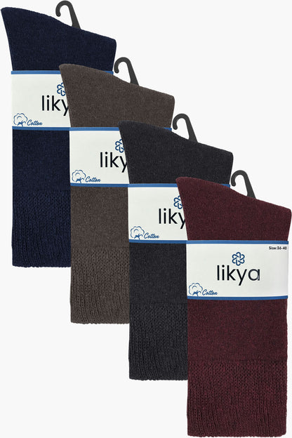 Likya Kadın Soket Çorap Havlu Düz Pamuklu Comfort