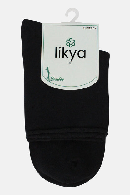 Likya Kadın Yarım Konç Çorap Bambu Yumuşak Kıvrık Lastiksiz