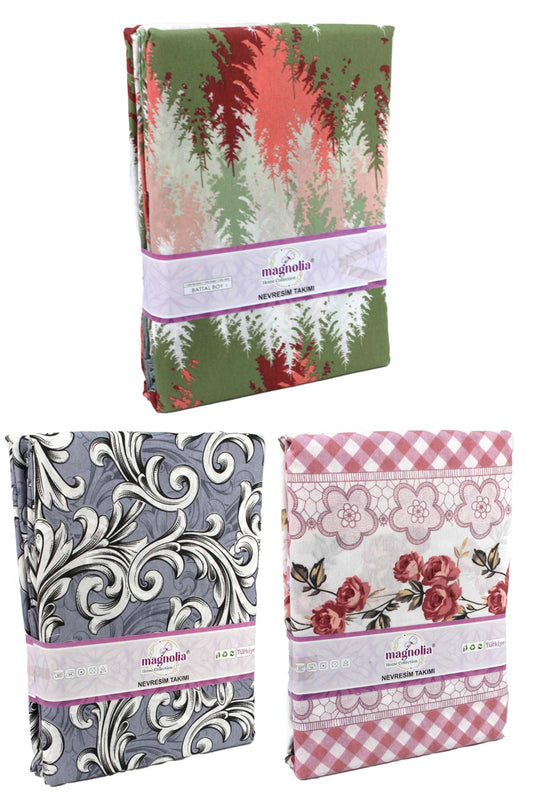 Magnolia Düğmeli Çift Kişilik Nevresim Takımı