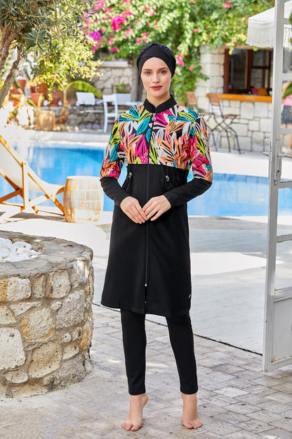 Maresiva Kadın Beatrice Tam Kapalı Tesettür Mayo Önü Yarım Fermuarlı