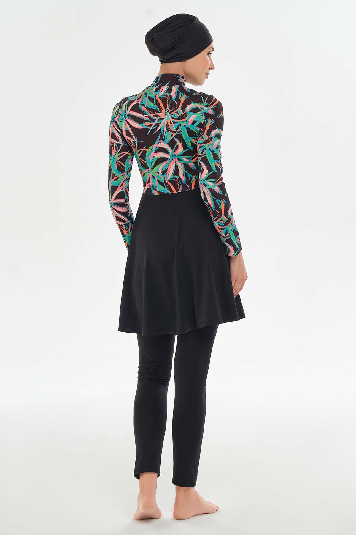 Maresiva Kadın Helena Tam Kapalı Tesettür Mayo Yaprak Desenli