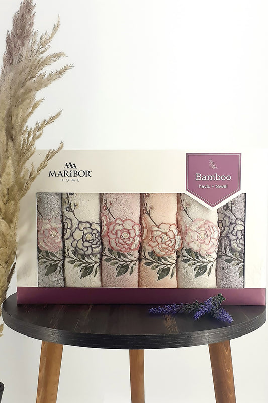 Maribor El-Yüz Havlusu 3D Nakışlı Akila Bambu 50x90