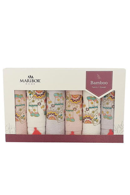 Maribor El Yüz Havlusu 3D Nakışlı Fil Bambu 50x90
