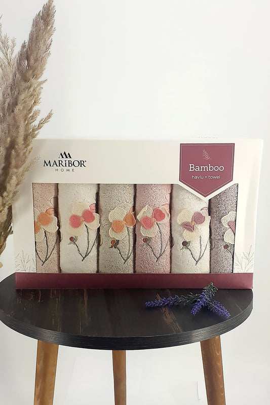 Maribor El-Yüz Havlusu 3D Nakışlı Freya Bambu 50x90