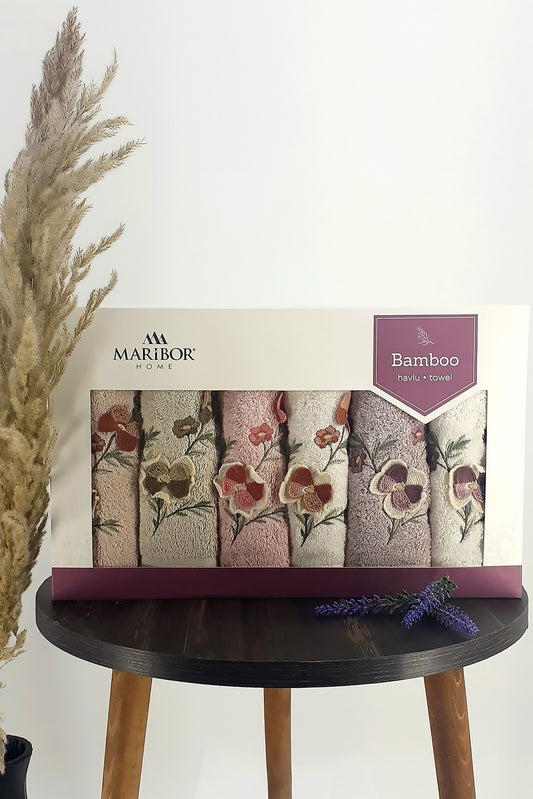 Maribor El-Yüz Havlusu 3D Nakışlı Salita Bambu 50x90