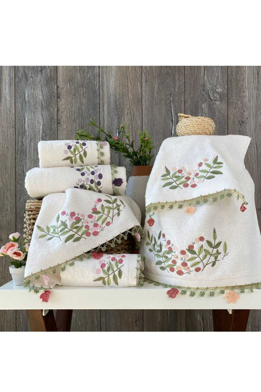 Maribor El-Yüz Havlusu Bambu Nakışlı Zeytin Dalı 50x90