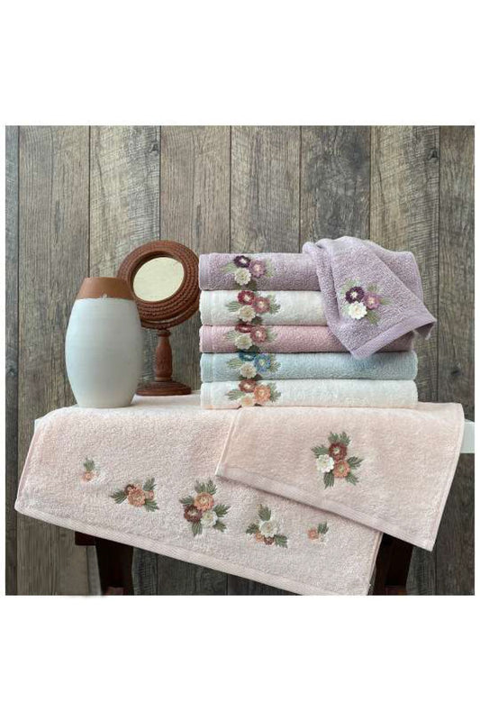 Maribor El-Yüz Havlusu Nakışlı Buket Bambu 50x90