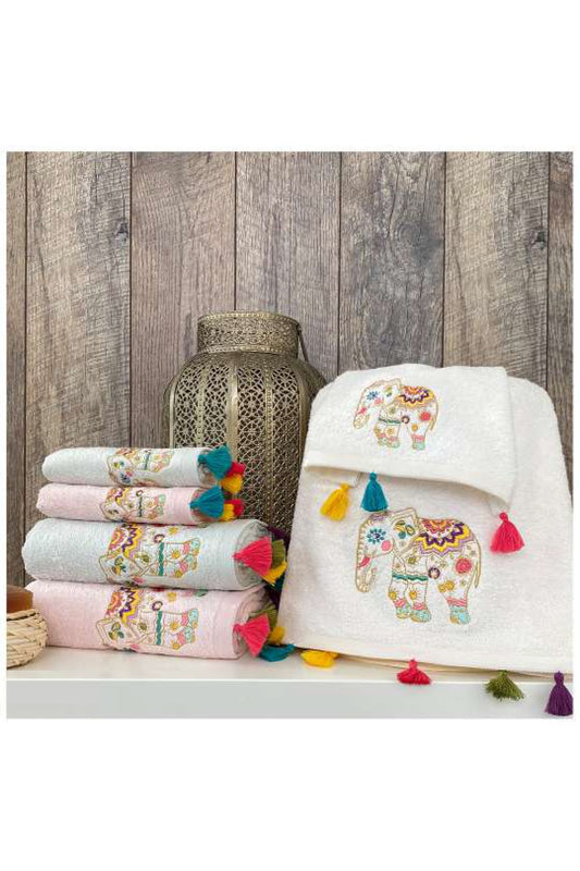 Maribor El-Yüz Havlusu Nakışlı Fil Bambu 50x90